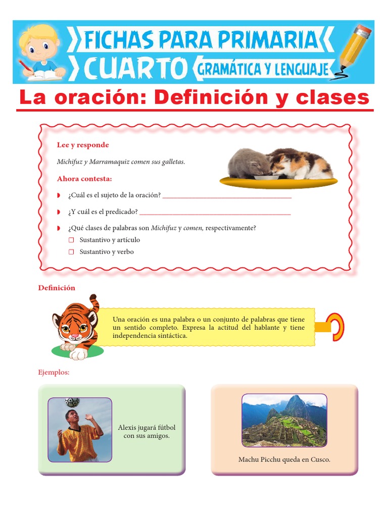 Hoja De Trabajo De Oraciones Simples Y Compuestas De Cuarto Grado