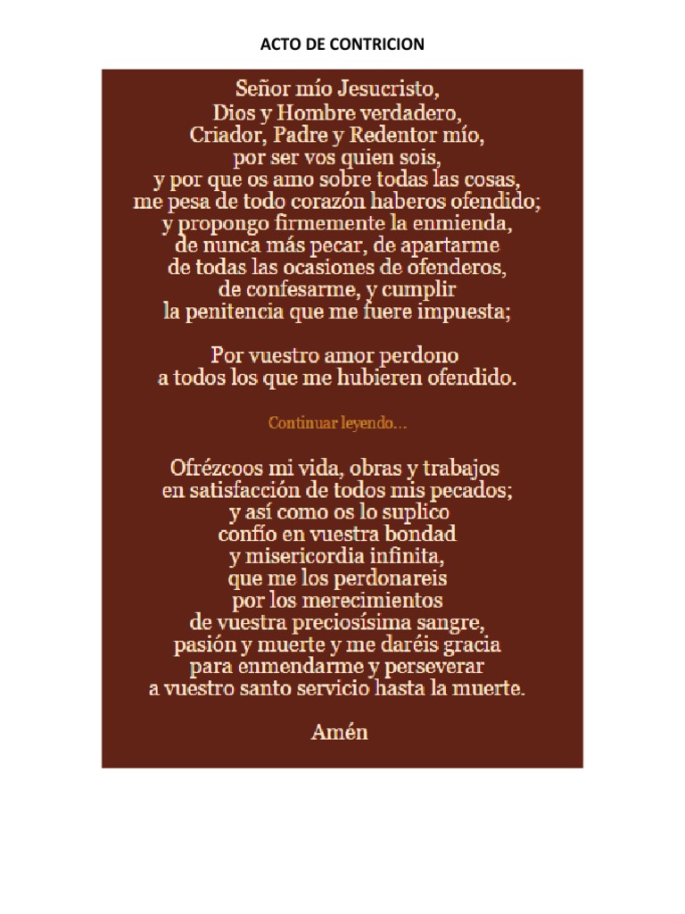 Acto de Contricion y Credo | PDF