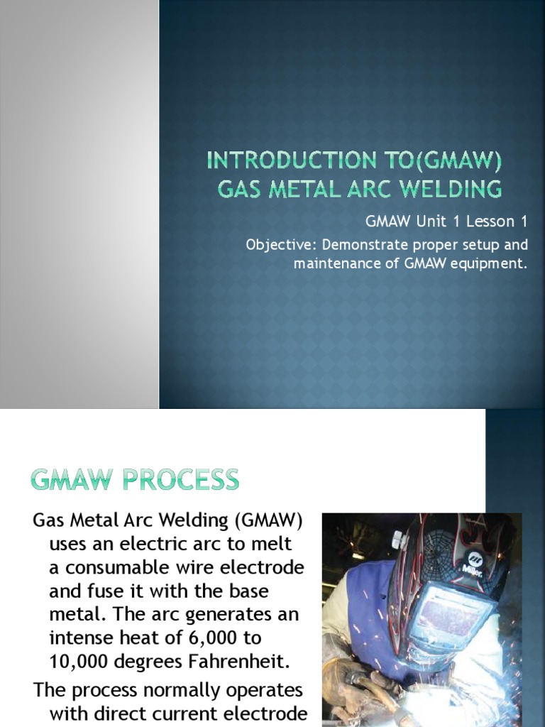 GMAW Unit 1 Lesson 1 Objective Demonstrate Proper Setup and