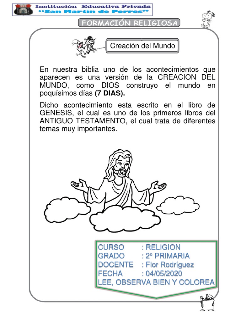 Actividades sobre la Creación para 2º Grado | PDF | Mitos de la ...