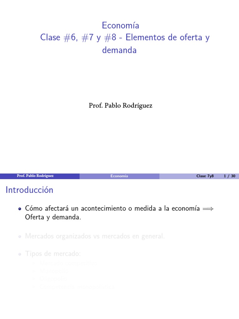 EconomÃ A Clase 6,7,8 PDF | PDF | Oferta y demanda | Oferta (economía)