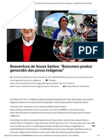 Boaventura de Sousa Santos - “Bolsonaro produz genocídio dos povos indígenas” _ Combate Racismo Ambiental