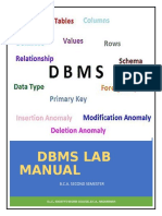 Dbms Lab Manual: B.C.A. Second Semester