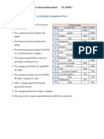 Accounting Assignment Two: Name: Mariam Hesham Ahmed ID: 18100437