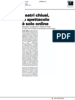 Teatri chiusi, lo spettacolo è solo online - Il Corriere Adriatico dell'8 maggio 2020