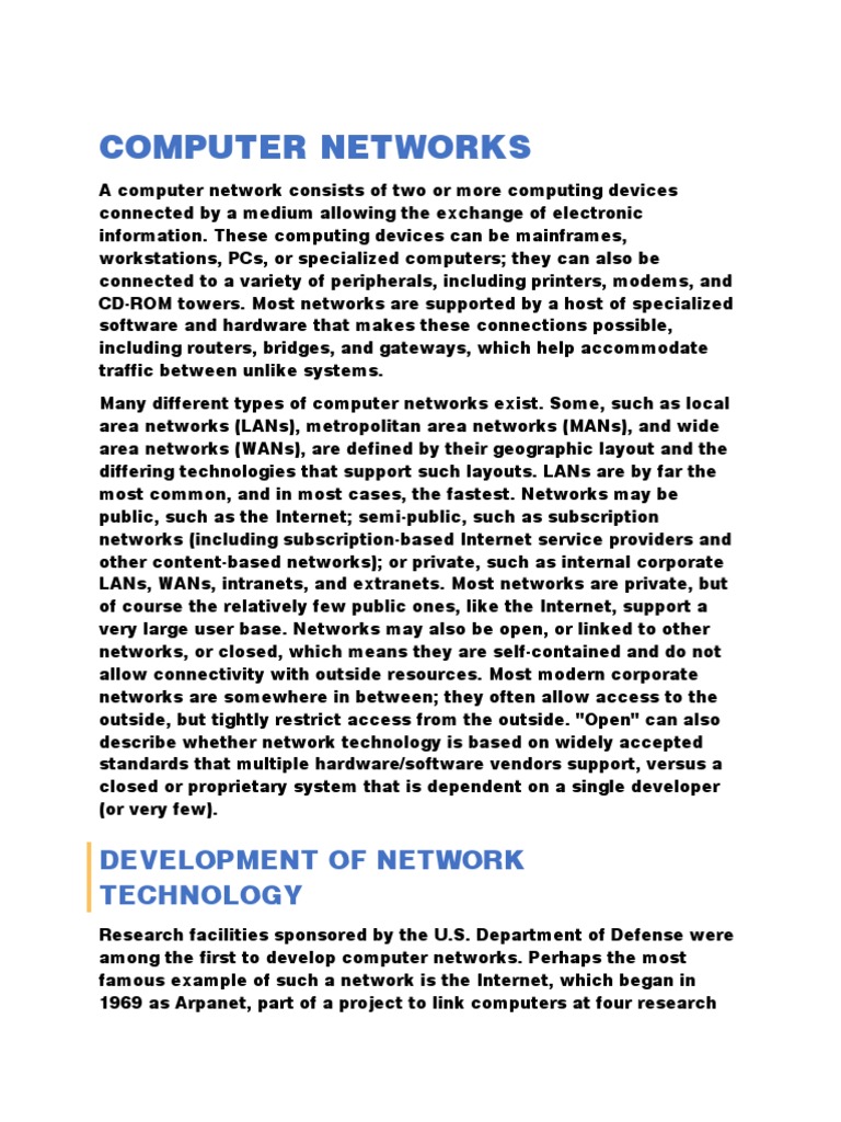 Computer Networks: Development of Network Technology | PDF | Ethernet ...