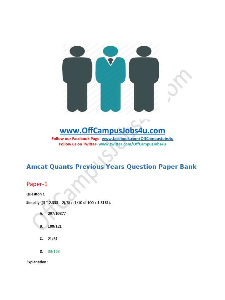Amcat Quantitative Aptitude Question Bank | PDF | Odds | Oven