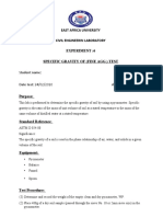 East Africa University Civil Engineerin Laboratory Experiment:6 Specific Gravity of (Fine Agg.) Test