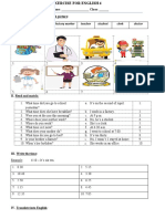 Exercise for English 4: Activities and Times