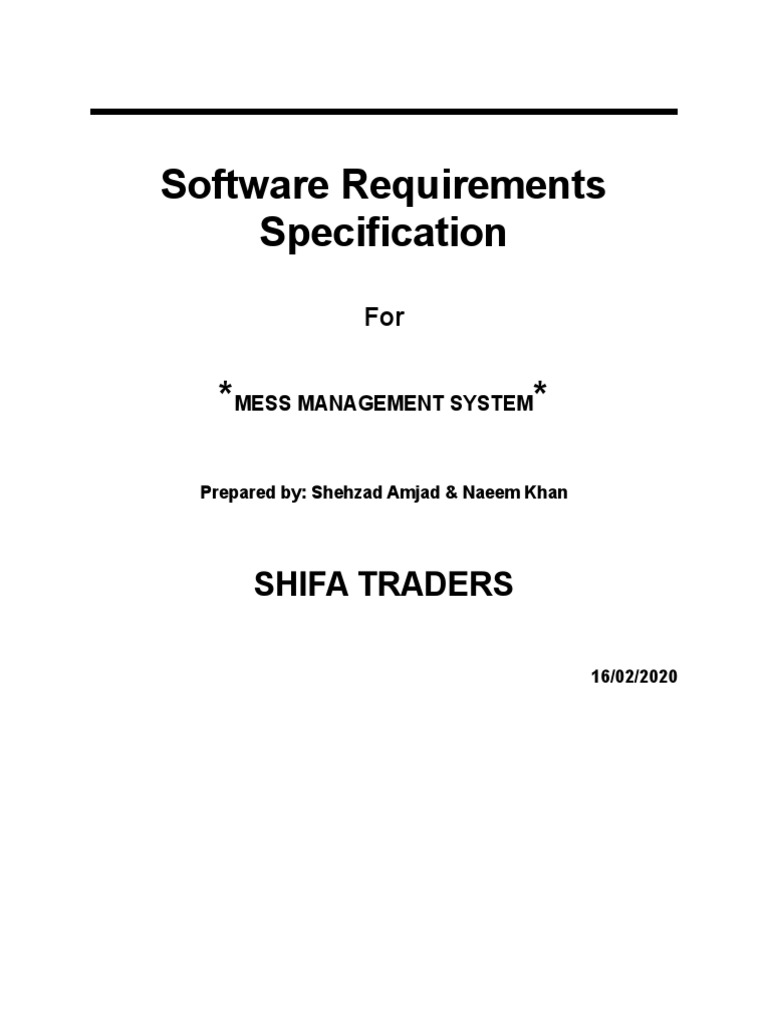 Mess Management System SRS Document | PDF | Web Server | Internet & Web