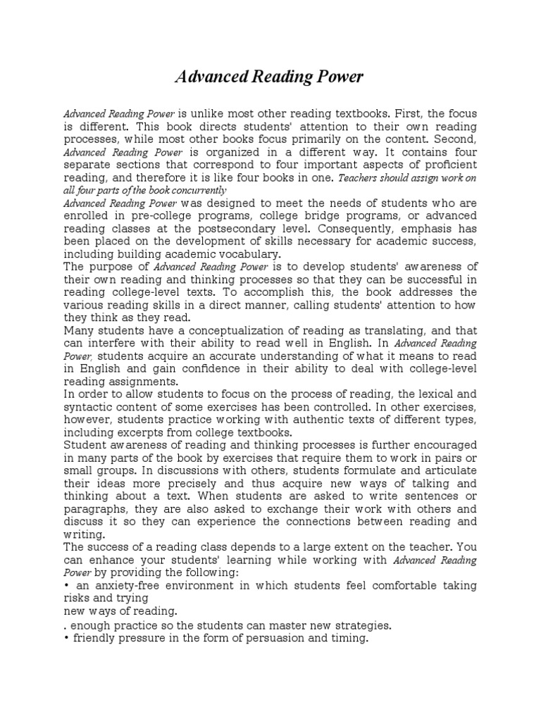 Advanced reading power pdf reading comprehension critical thinking