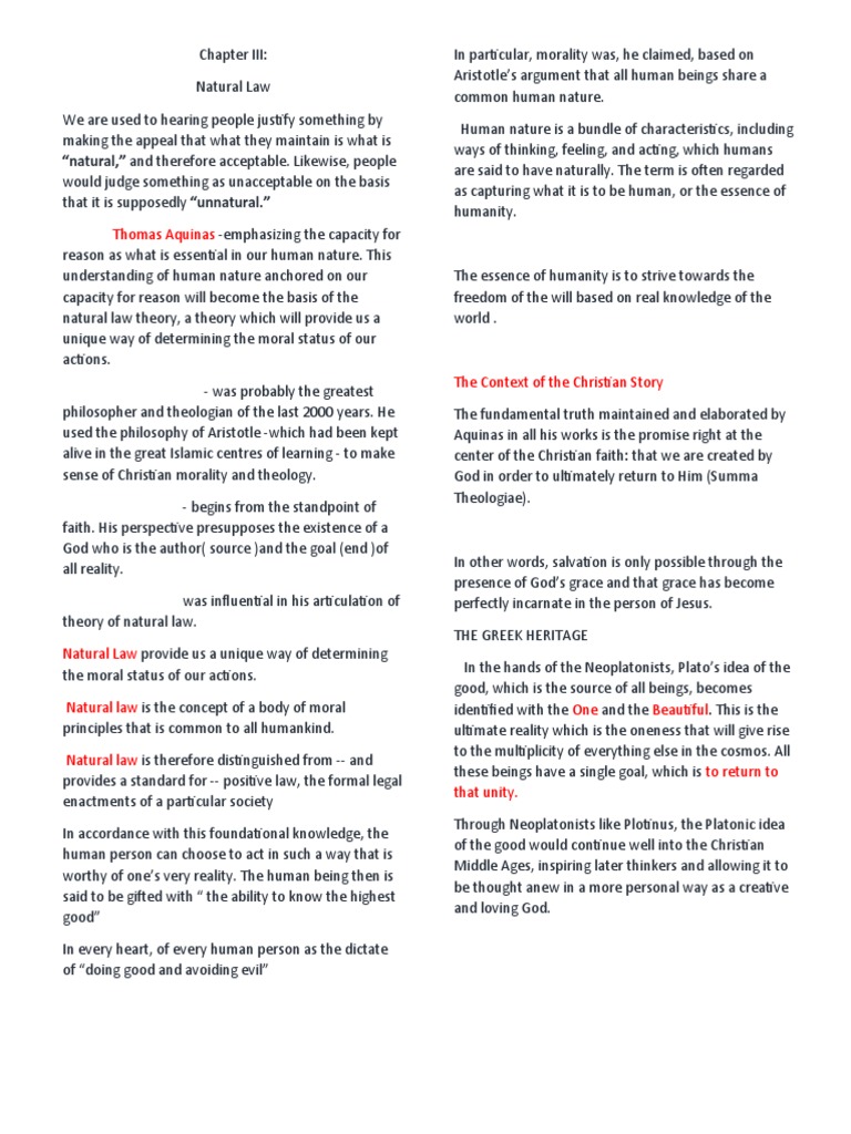 Lecture Ethics Chapter 3 Pdf Natural Law Neoplatonism