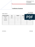 Certificate of Analysis: Product