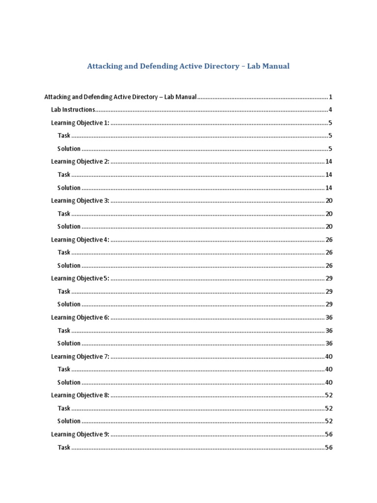 Attacking and Defending Active Directory - Lab Manual | PDF | Active ...