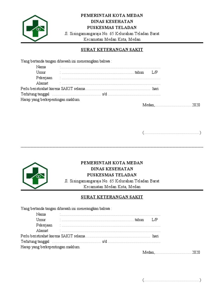 Download 60+ Contoh Surat Surat Sakit Klinik Medan Gratis Terbaru