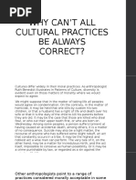 Why Can't All Cultural Practices Be Correct