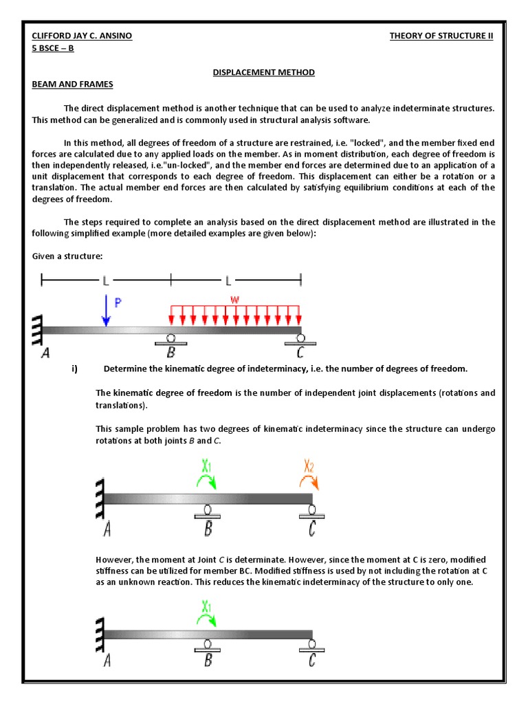 Displacement Method | PDF | Structural Analysis | Force