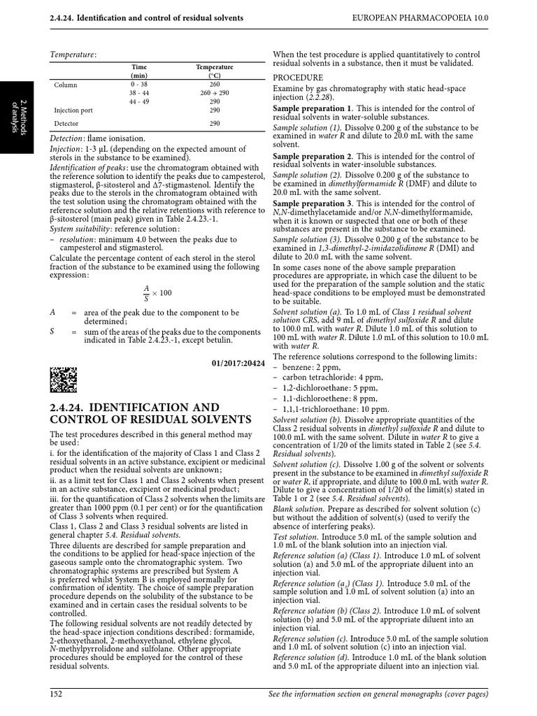 Control of Residual Solvents in EU | PDF | Chromatography | Solution