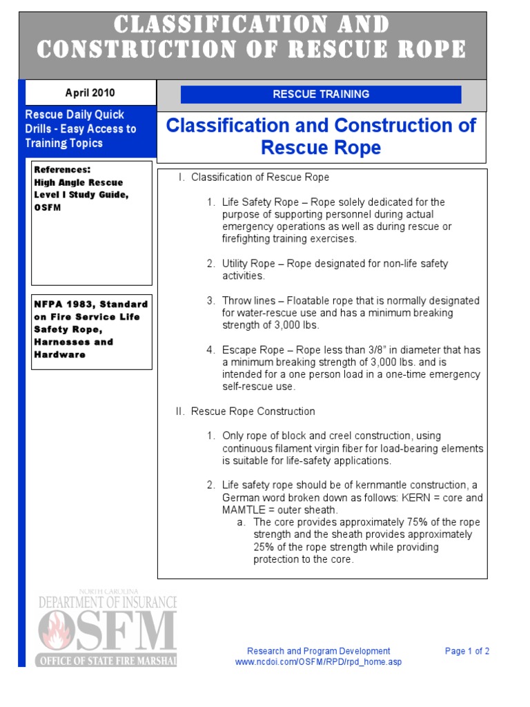 Classification and Construction of Rescue Ropes: Understanding the ...