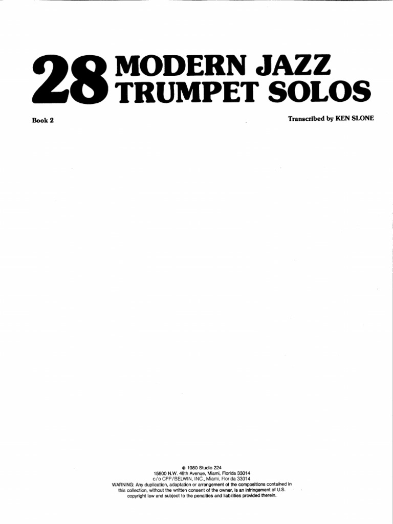 Ken Slone - 28 Modern Jazz Trumpet Solos PDF | PDF