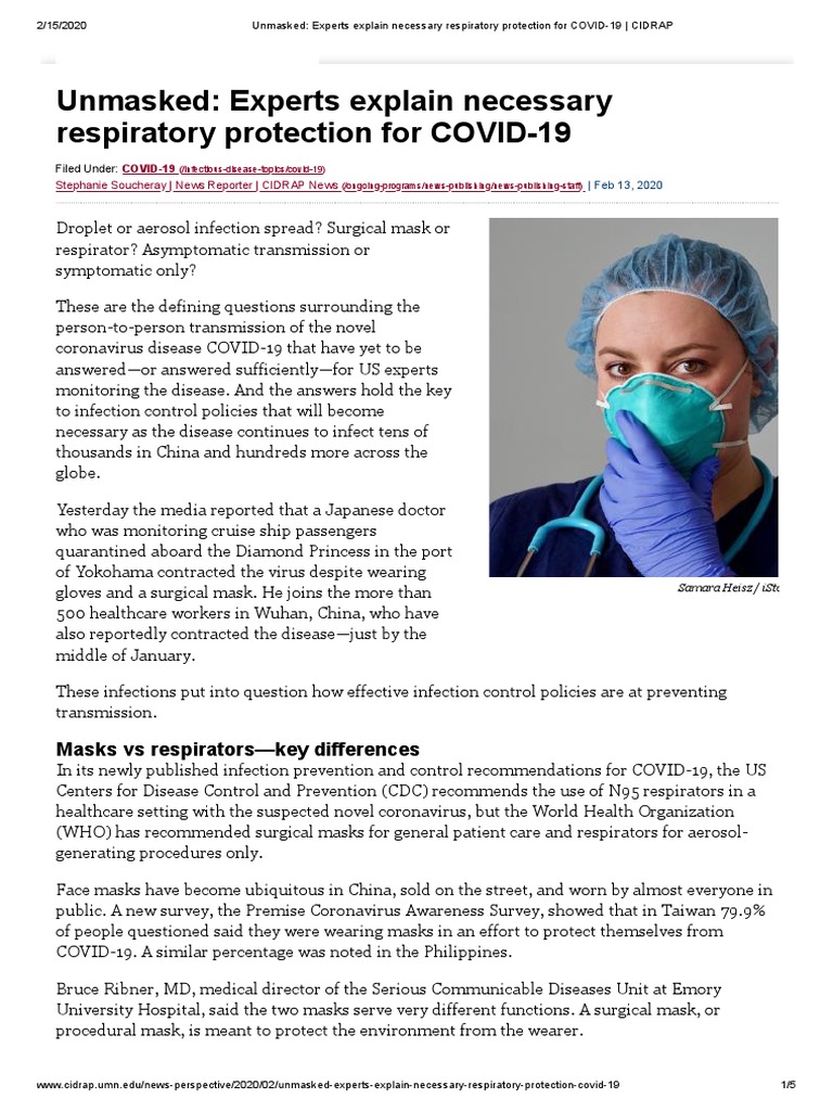 Unmasked - Experts Explain Necessary Respiratory Protection For COVID ...
