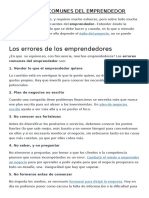 Diez Errores Comunes Del Emprendedor