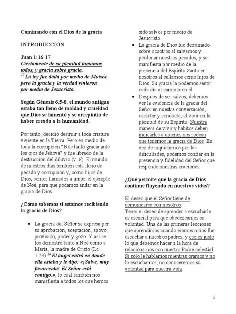 Caminando en la Gracia de Dios | PDF | Gracia en el cristianismo | Pecado