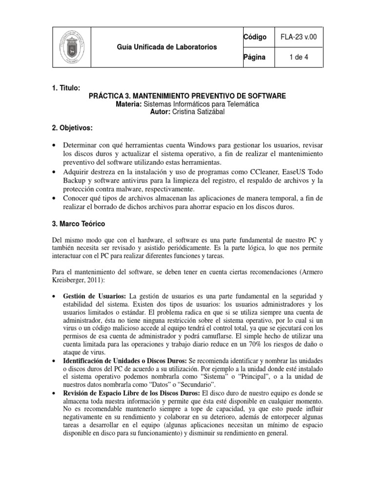 Mantenimiento Preventivo de Software | PDF | Software antivirus ...