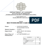 Rectosigmoid Carcinoma: Department of Surgery