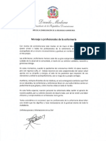 Mensaje Del Presidente Danilo Medina Con Motivo Del Día Nacional de Los Profesionales de La Enfermería 2020