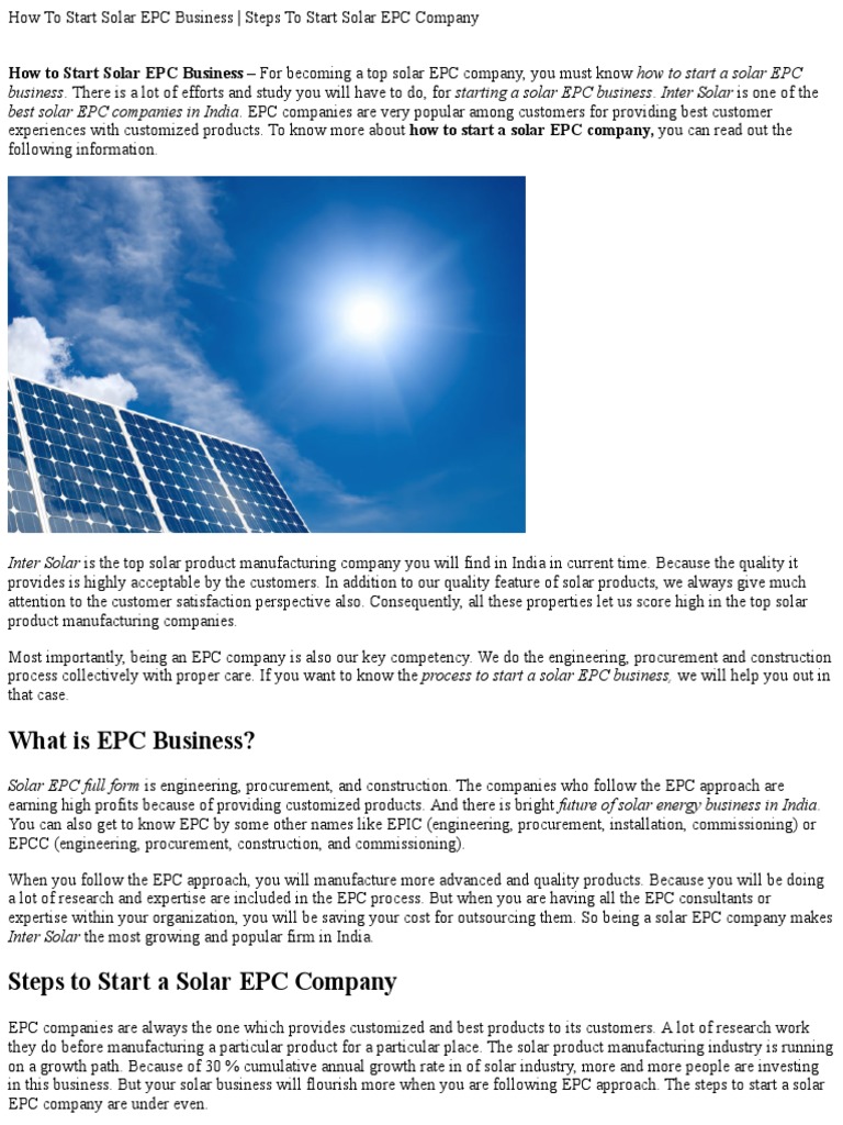 Starting a Solar EPC Business Guide | PDF | Solar Energy | Solar Power