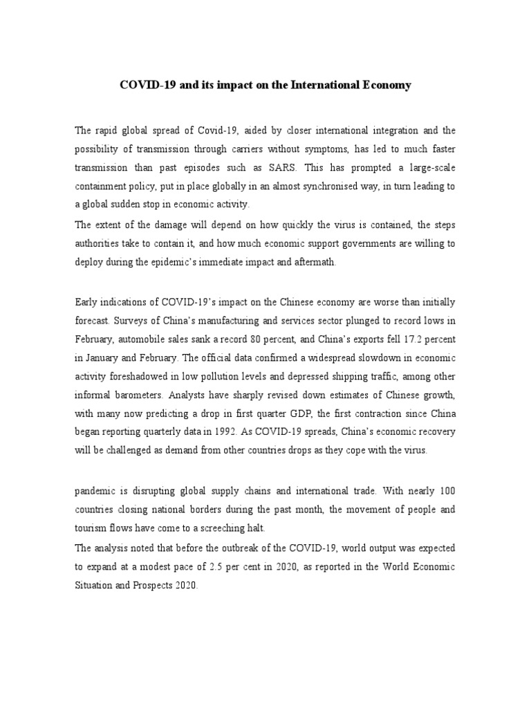 COVID-19's Global Economic Impact Analysis | PDF | Recession ...