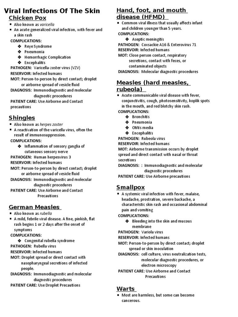 Overview of Viral Skin Infections | PDF | Infection | Diseases And ...