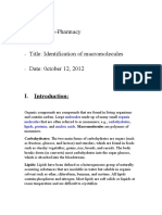 Identification of Macromolecules Pre-Pharmacy