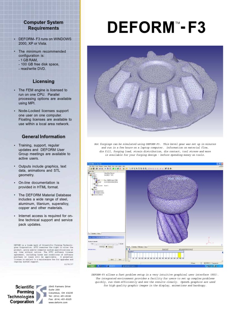 DEFORM-F3 Software System Requirements | PDF | Windows Vista | Software
