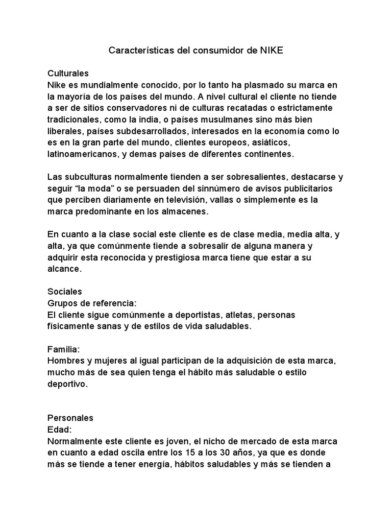 Caracteristicas 2025 de nike