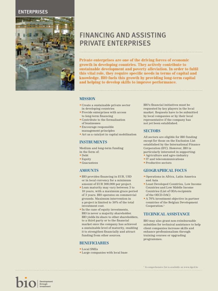 Fact Sheet Enterprises BIO PDF International Finance Corporation