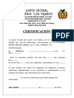 Certificacion Junta Vecinal Barrio Tajibos