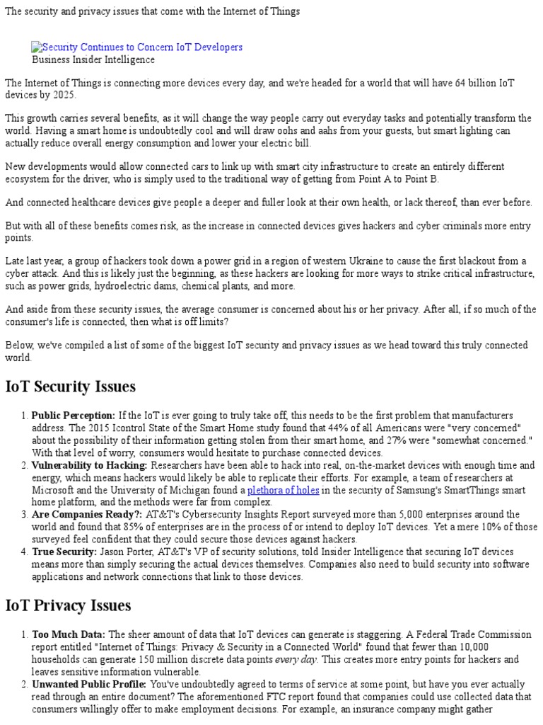 IoT Privacy and Security Challenges | PDF | Internet Of Things ...