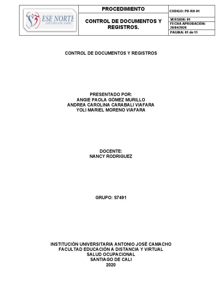 Procedimiento de Control de Documentos y Registros | PDF | Documento ...