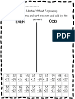 Name: - 2 Digit Addition Without Regrouping Solve The Problems and Sort Into Even and Odd by The Answers