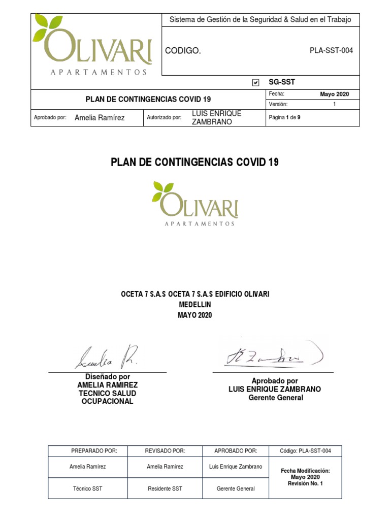 1 PLA SST 004 Plan de Contingencias COVID 19 | PDF | Lavado de manos ...
