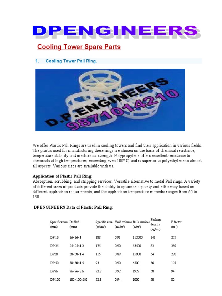 Cooling Tower Spare Parts DP | PDF