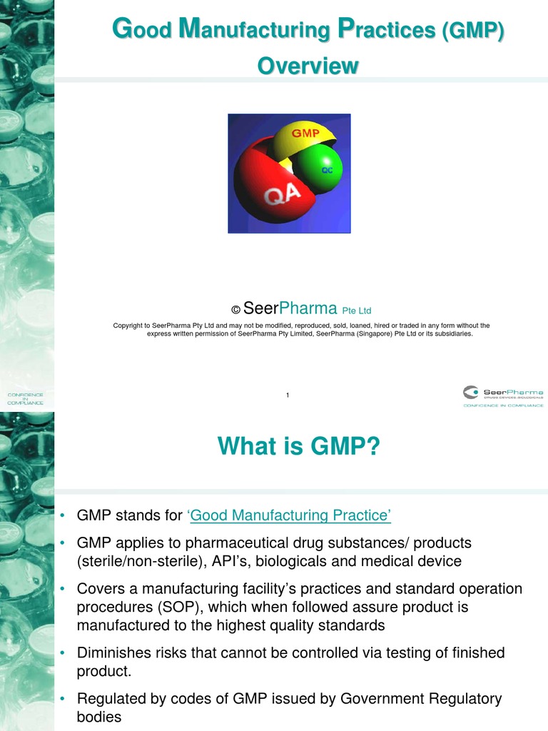 GMP Overview Verification And Validation Production And Manufacturing