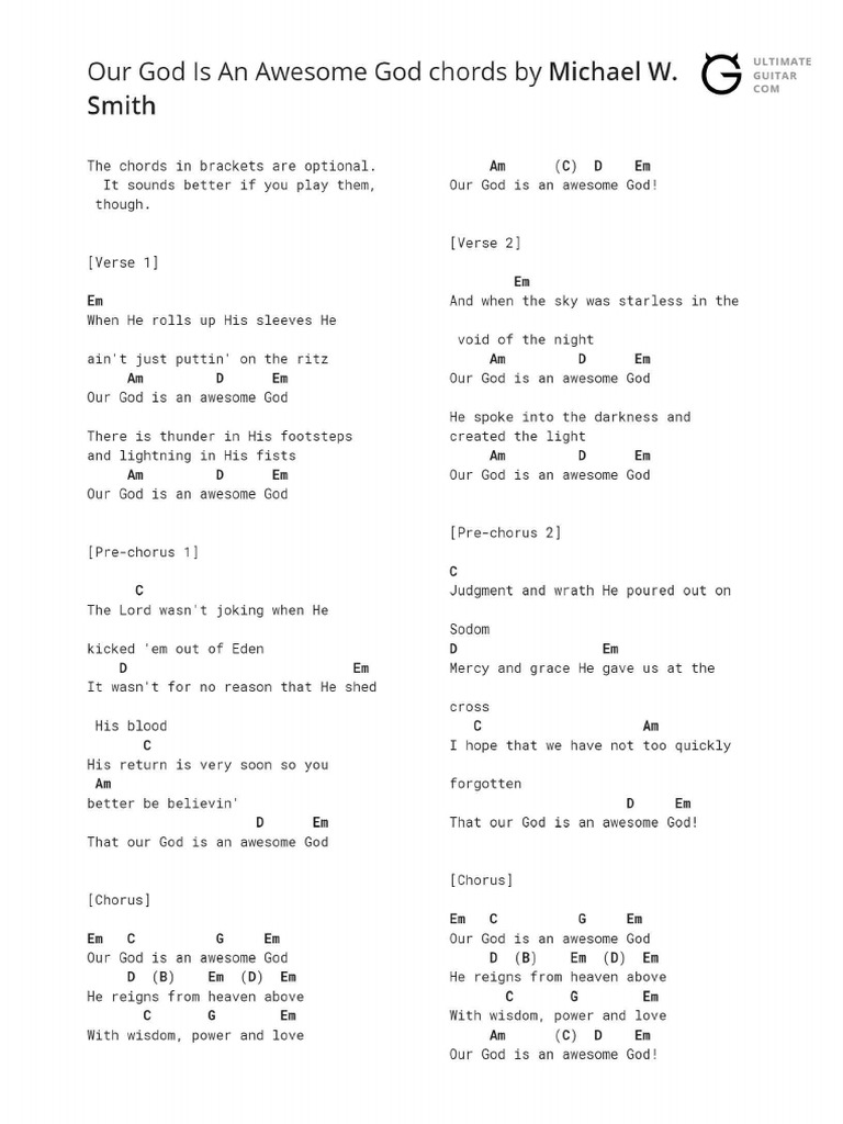 Our God Is An Awesome God Chords | PDF