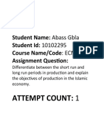 Student Name: Abass Gbla Student Id: 10102295 Course Name/Code: ECM 203 Assignment Question