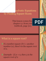 Solving Quadratic Equations by Finding Square Roots