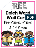 Dolch Word Wall Cards: Pre-Primer, Primer & 1 Grade