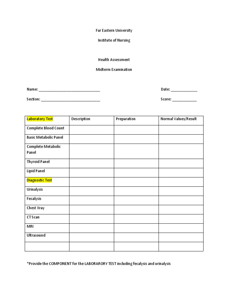 Laboratory Test | PDF | Self-Improvement | Wellness