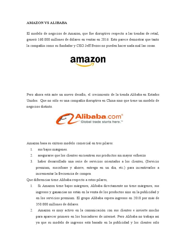 Comparativa: Amazon vs Alibaba 2019 | PDF | Business | Ciencias económicas